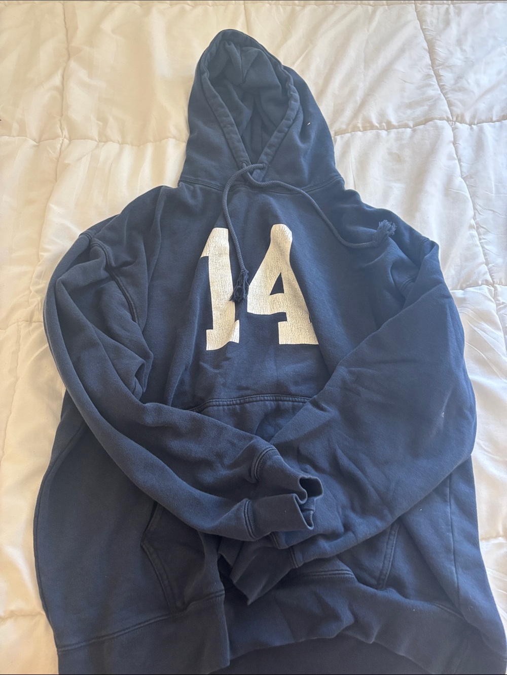 PacSun Navy Crewneck Hoodie with White '14' Graphic